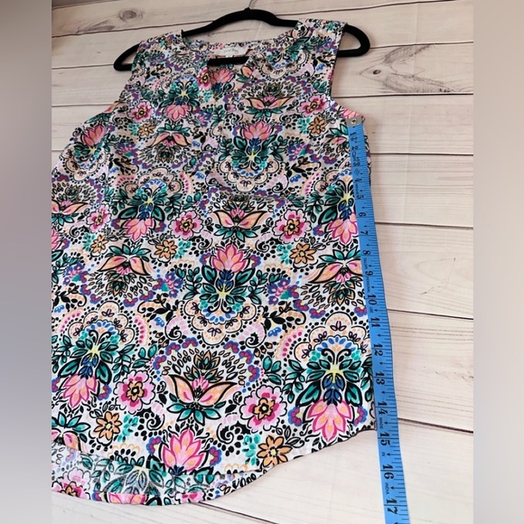Coral Bay Floral Sleeveless Blouse - Pink & Blue Size Small Career Office Church - Picture 5 of 7